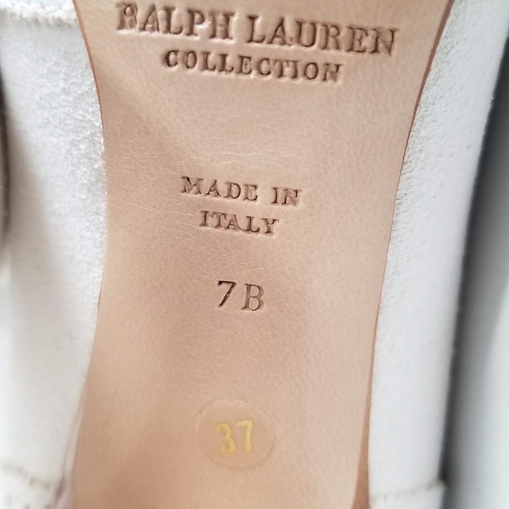 Ralph Lauren Purple Label White Suede Oxford Heels - Picture 8 of 8